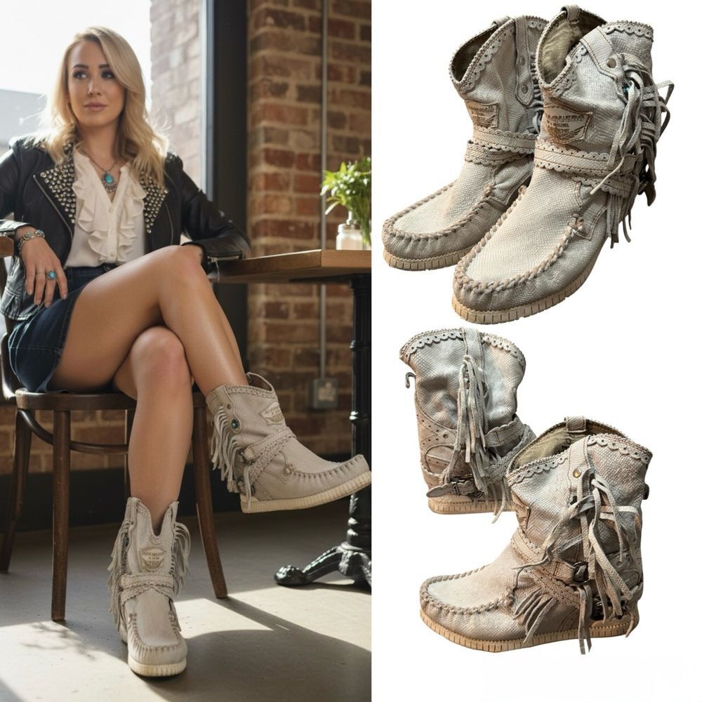 El Vaquero Italy Arya Kalahari Krust Women’s Wedge Moccasin Boots Size 40